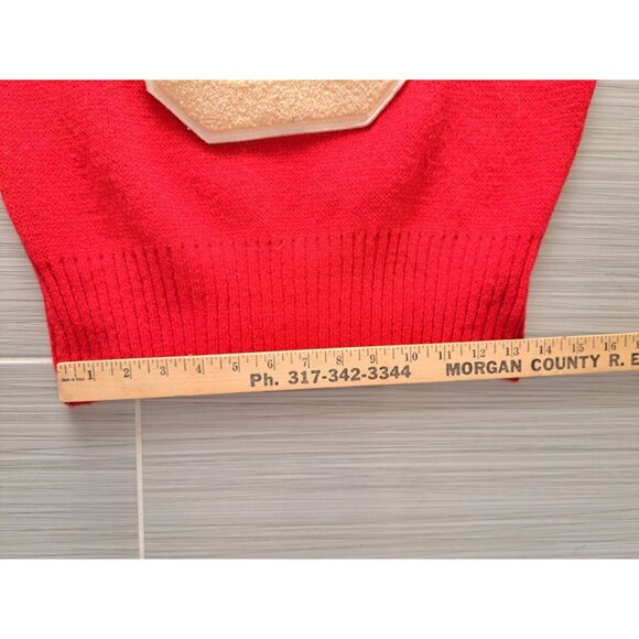 Vintage 70's East-Tenn Varsity Red Official Award Sweater Chenille "CG" Patch M - Picture 7 of 10